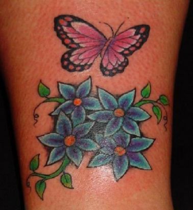 Butterfly And Flower Pic Tattoo 
