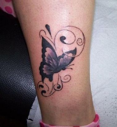 Butterfly Image Tattoo On Leg