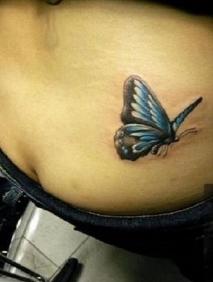 Butterfly Image Tattoo On Upper Hip