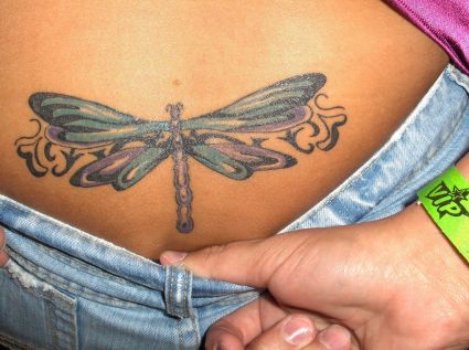 Butterfly Images Tattoo On Lower Back