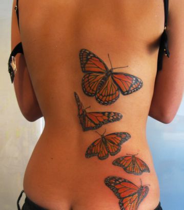 Butterfly Pic Tattoo On Back Of Girl