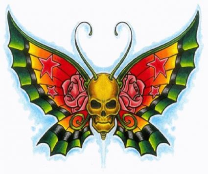 Butterfly Skull Pic Tattoo