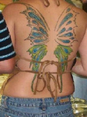 Butterfly Wing Pic Tattoo On Back