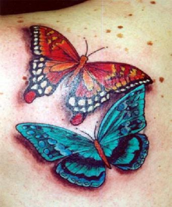 Colored Butterfly Pic Tattoo