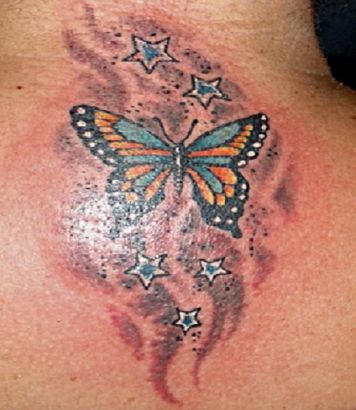 Star And Butterfly Pic Tattoo