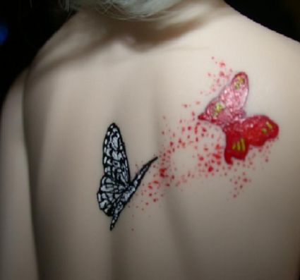 Temporary Butterfly Image Tattoo On Back