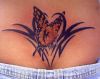 butterfly and tribal pic tattoo on lower back