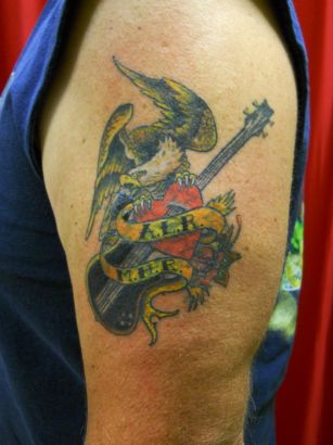 Eagle With Guitar And Heart Tattoo