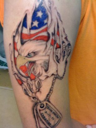 Eagle Head And Dog Tag Tattoo