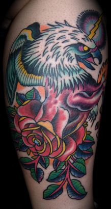 Eagle And Rose Tattoo