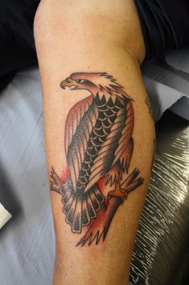 Eagle Image Tattoo On Calf