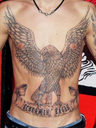 Large Eagle Tattoo On Stomach 