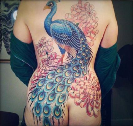 Peacock Tattoo On Back