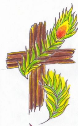 Peacock Feather And Cross Tattoo