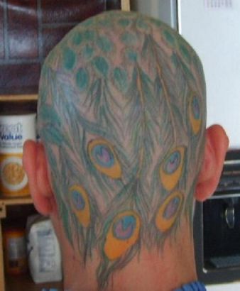 Peacock Feather Tattoo On Head