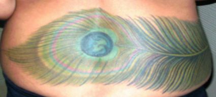 Peacock Feather Lower Back Tattoo