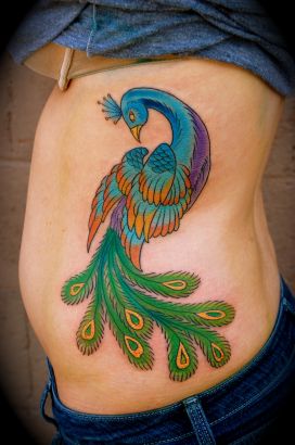 Peacock Tattoo For Rib