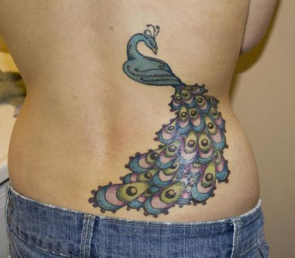 Peacock Tattoo On Side Back