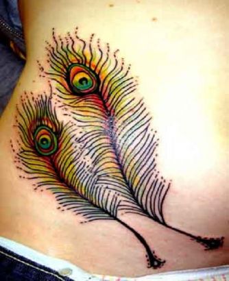 Peacock Feather Pic Tattoo On Side Back