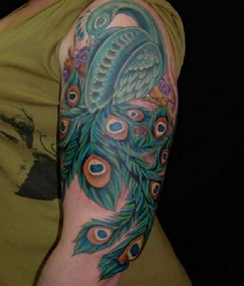 Peacock Pic Tattoos On Left Arm