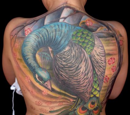 Peacock Image Tattoos On Back