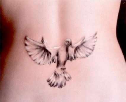 3d Dove Pic Tattoo On Back