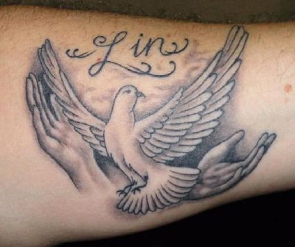 Dove Flying Pic Tattoo On Arm