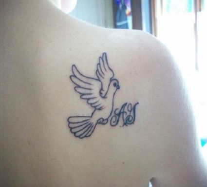 Dove Pic Tattoo On Right Shoulder Blade