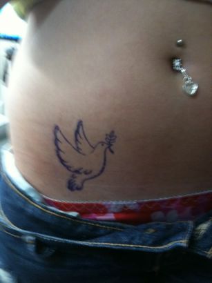Dove Tats Design On Lower Stomach
