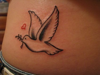 Dove Tats Design With Leaves