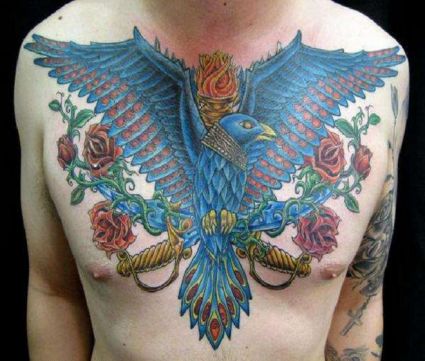 Bird Pic Tattoo On Chest