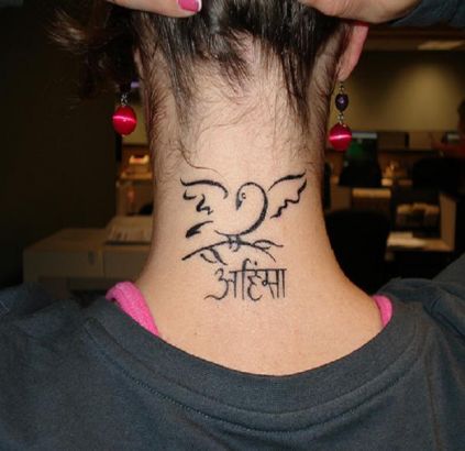 Bird Pic Tattoo On Neck