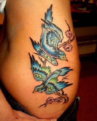 Bird Pic Tattoo On Upper Hip