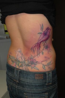 Bird Sit On Branch Back Tattoo