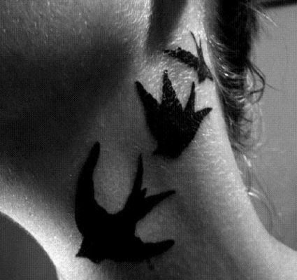 Birds Tattoo On Neck