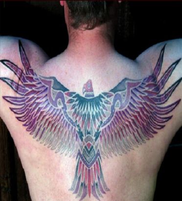 Large Bird Pic Tattoo On Back