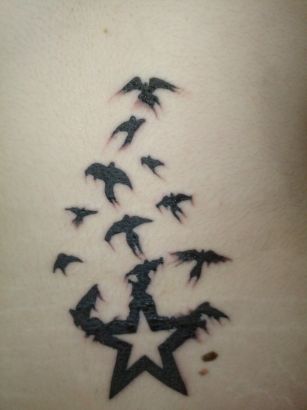 Star And Birds Pic Tattoo