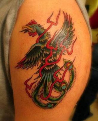 Chinese Phoenix Pic Tattoo On Arm