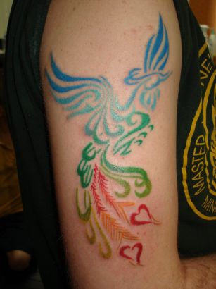 Colored Phoenix Pic Of Tattoo On Arm