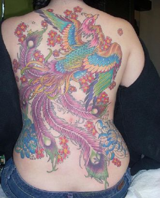 Large Phoenix Pic Tattoo On Back