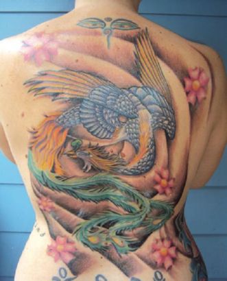 itattooz-phoenix-and-flower-image-tattoo-on-back