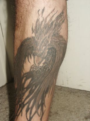 Phoenix Image Tattoo On Leg