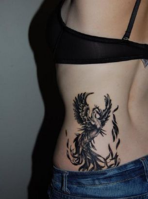 Phoenix Image Tattoo On Side Back