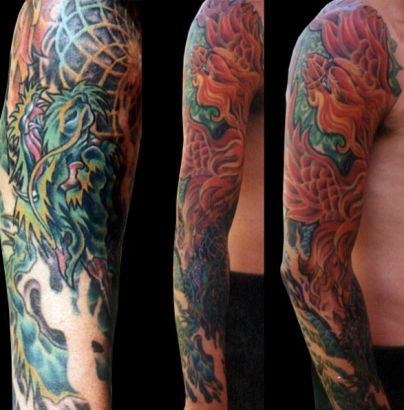 Phoenix Pic Tattoo On Full Sleeve