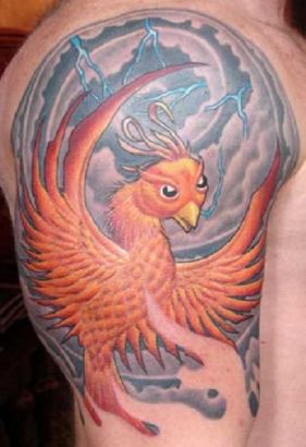 Phoenix Pic Tattoo On Right Arm