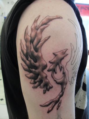 Phoenix Pic Tattoos On Right Arm