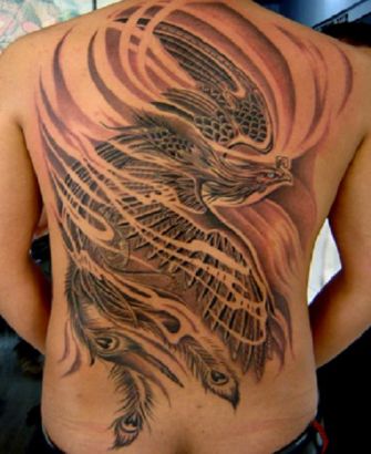 Phoenix Pics Tattoo On Full Back