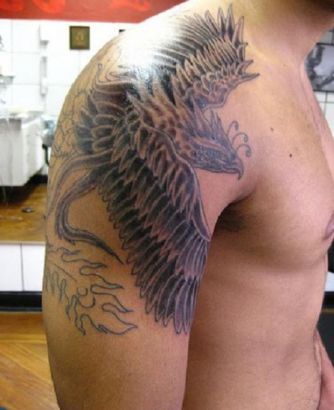 Phoenix Picture Tattoo On Shoulder