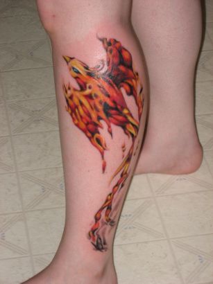 Phoenix Tattoos On Leg