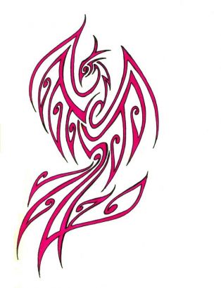 Red Tribal Phoenix Tattoo